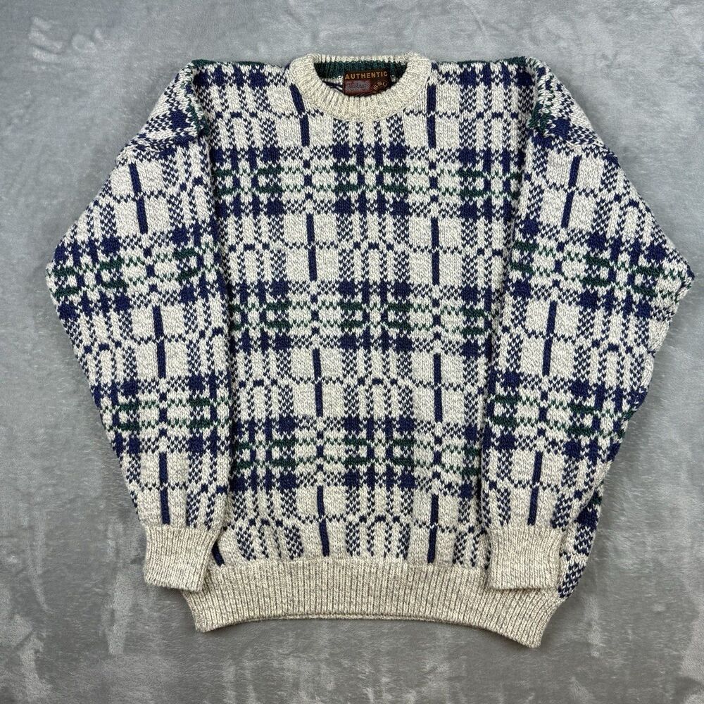 Vintage Authentic Issue 100% Cotton Plaid Sweater Men’s XL USA Made